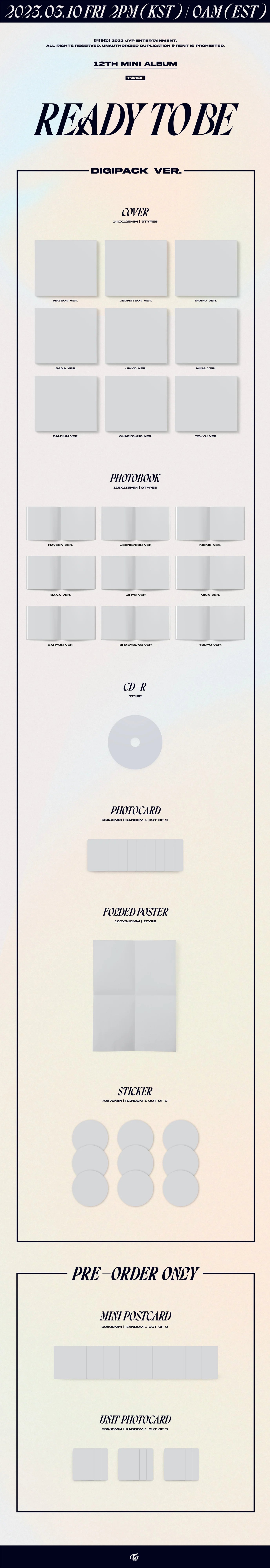 TWICE 12th Mini Album - Ready To Be - Digipack Ver.